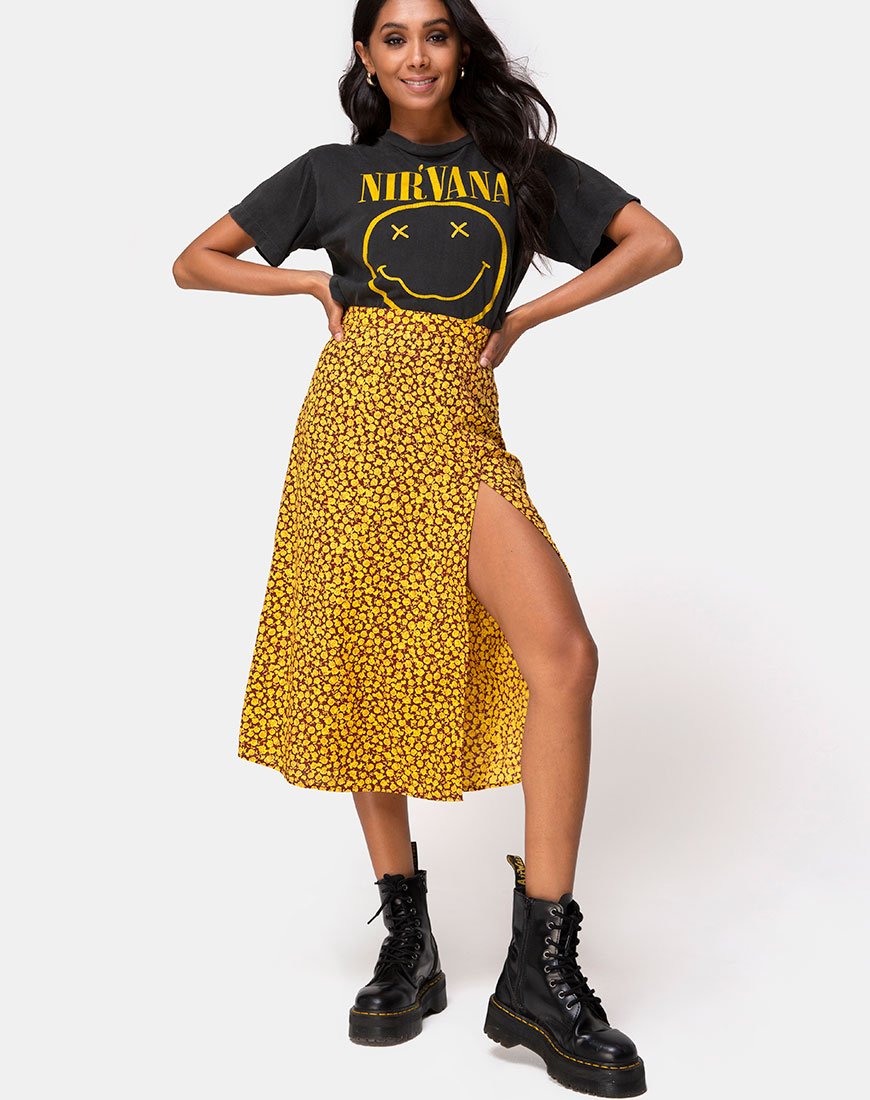 Gonna Saika Midi in Ditsy Rose Marigold