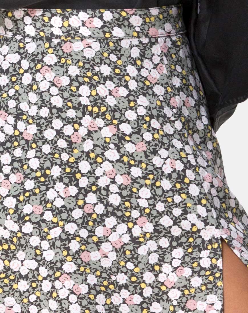 Immagine di Saika Gonna midi in campo floreale Olive