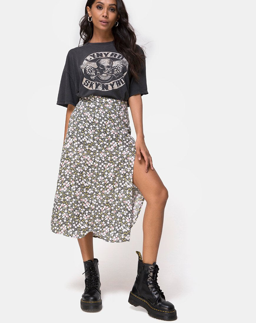 Immagine di Saika Gonna midi in campo floreale Olive