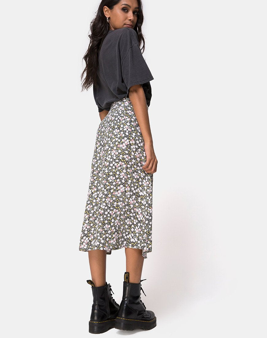 Immagine di Saika Gonna midi in campo floreale Olive