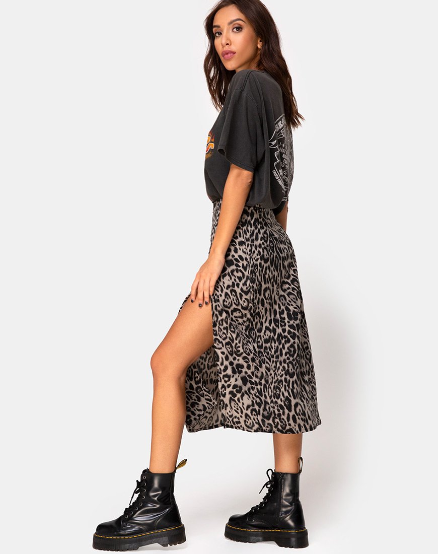 Immagine di Saika Midi Skirt in grigio leopardo