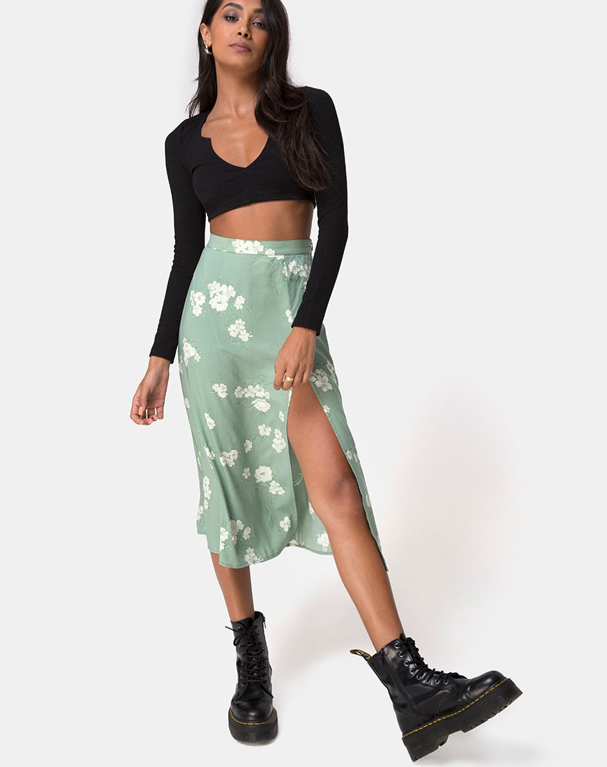 Immagine di Saika Midi Skirt in Mono Flower Green