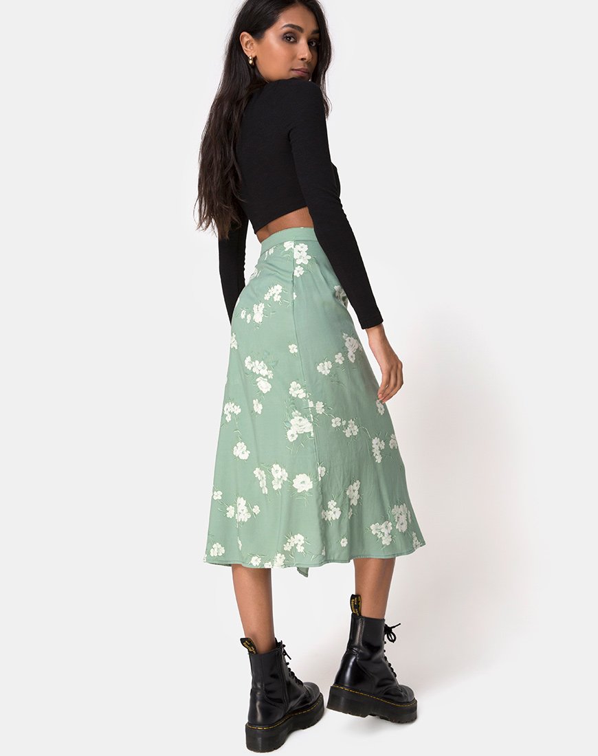 Gonna Saika Midi in Mono Flower Green