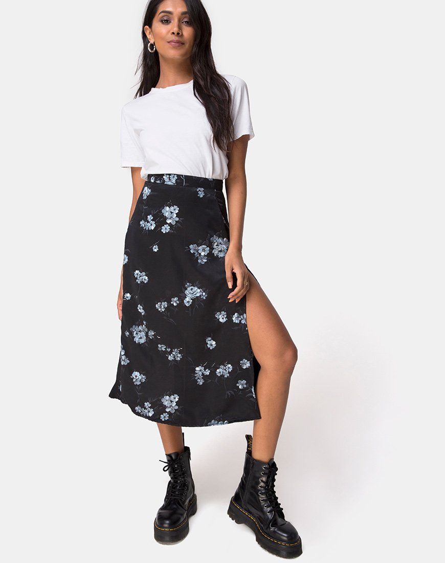 Immagine di Saika Gonna Midi in Mono Flower Nero