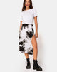 Immagine di Saika Midi Skirt in Mono Tie Dye Nero e Bianco