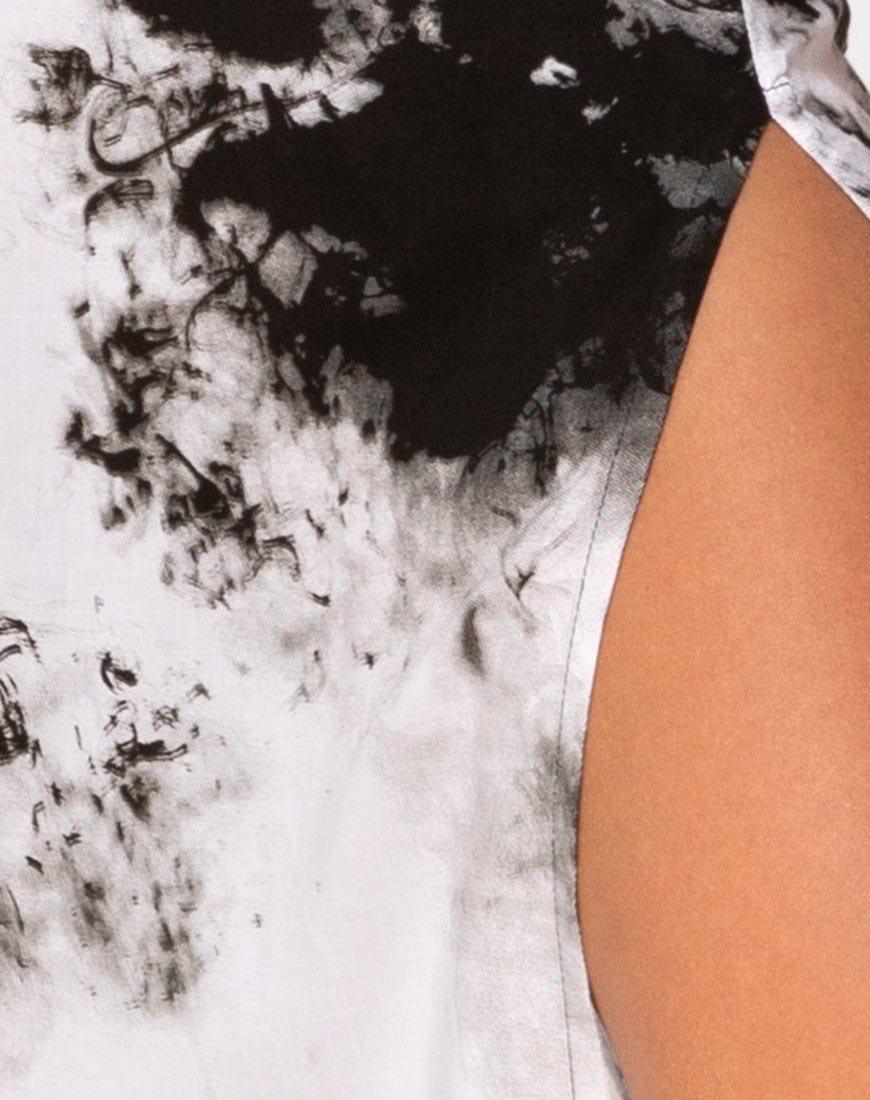 Immagine di Saika Midi Skirt in Mono Tie Dye Nero e Bianco