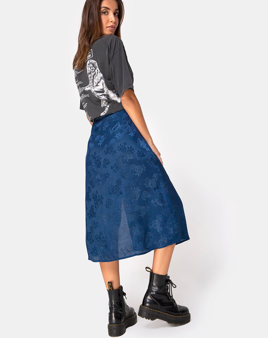 Immagine di Saika Midi Skirt in Satin Rose Navy