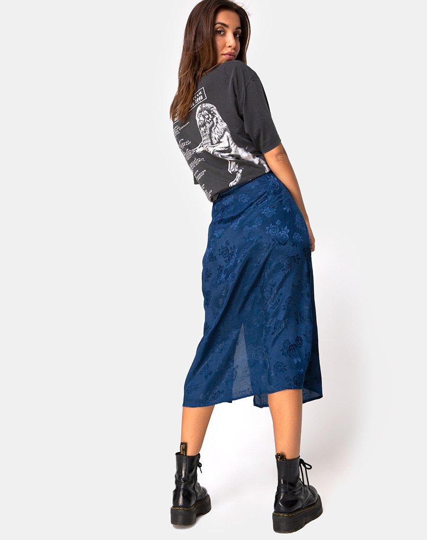 Immagine di Saika Midi Skirt in Satin Rose Navy