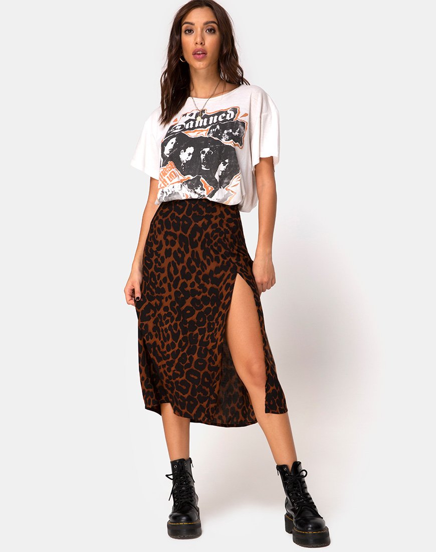 Gonna Saika in marrone giaguaro oversize