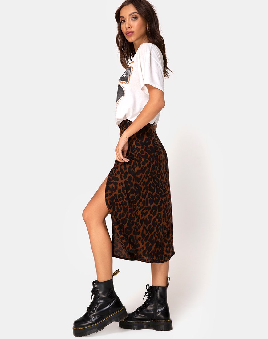 Gonna Saika in marrone giaguaro oversize