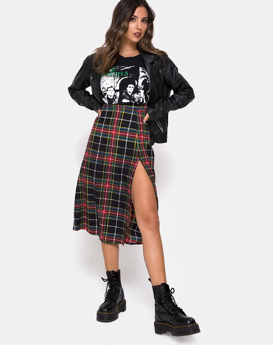 Immagine di Saika Gonna in Plaid Rosso Verde Giallo Nero