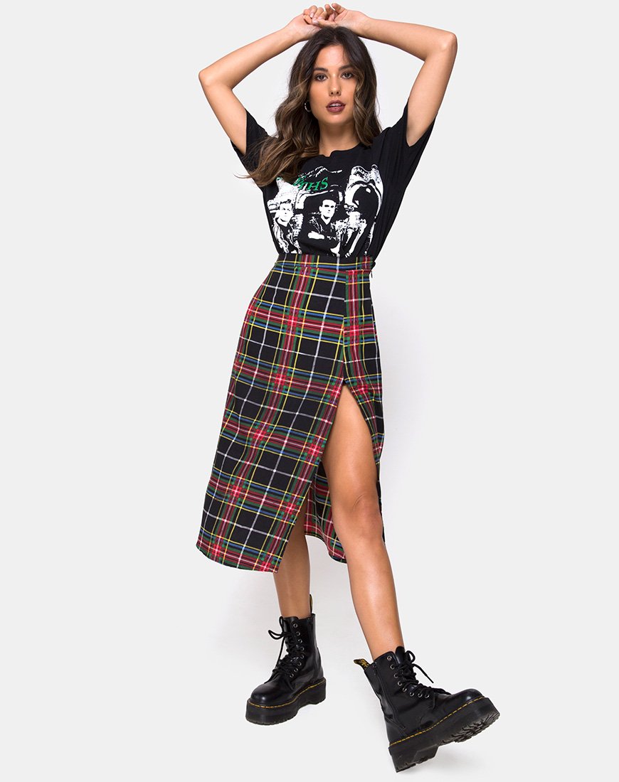 Immagine di Saika Gonna in Plaid Rosso Verde Giallo Nero