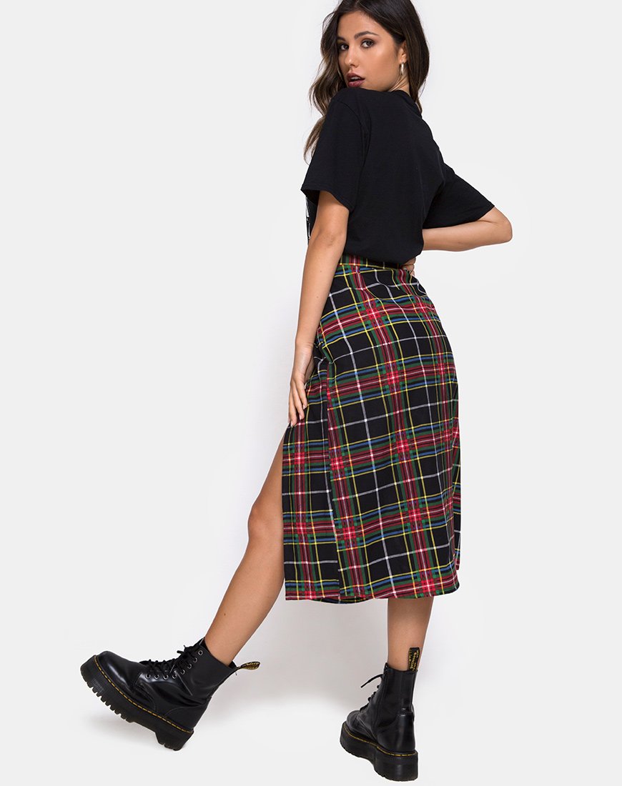 Gonna Saika in Plaid Rosso Verde Giallo Nero