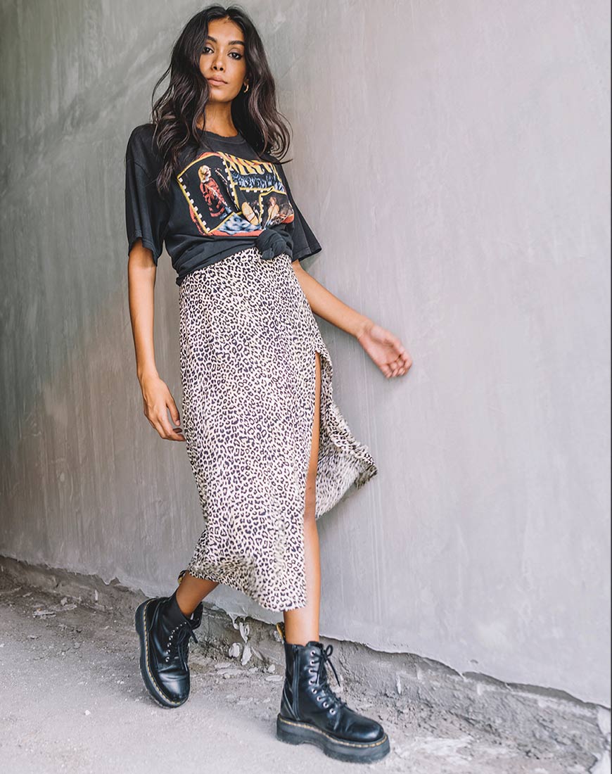 Immagine di Saika Midi Skirt in Rar Leopard Brown