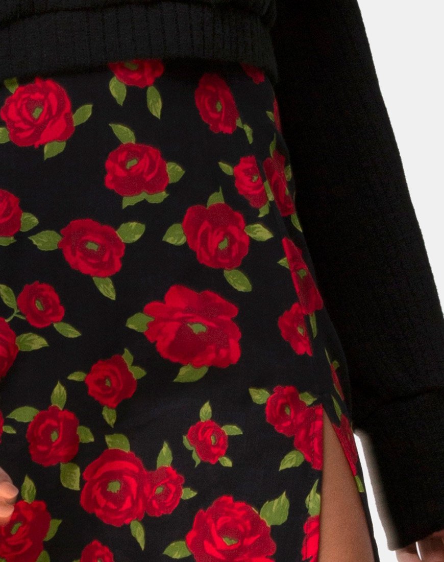 Immagine di Saika Midi Skirt in Roaming Rose Nero
