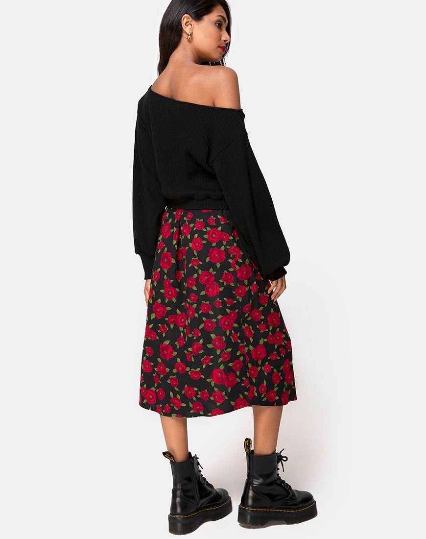 Immagine di Saika Midi Skirt in Roaming Rose Nero