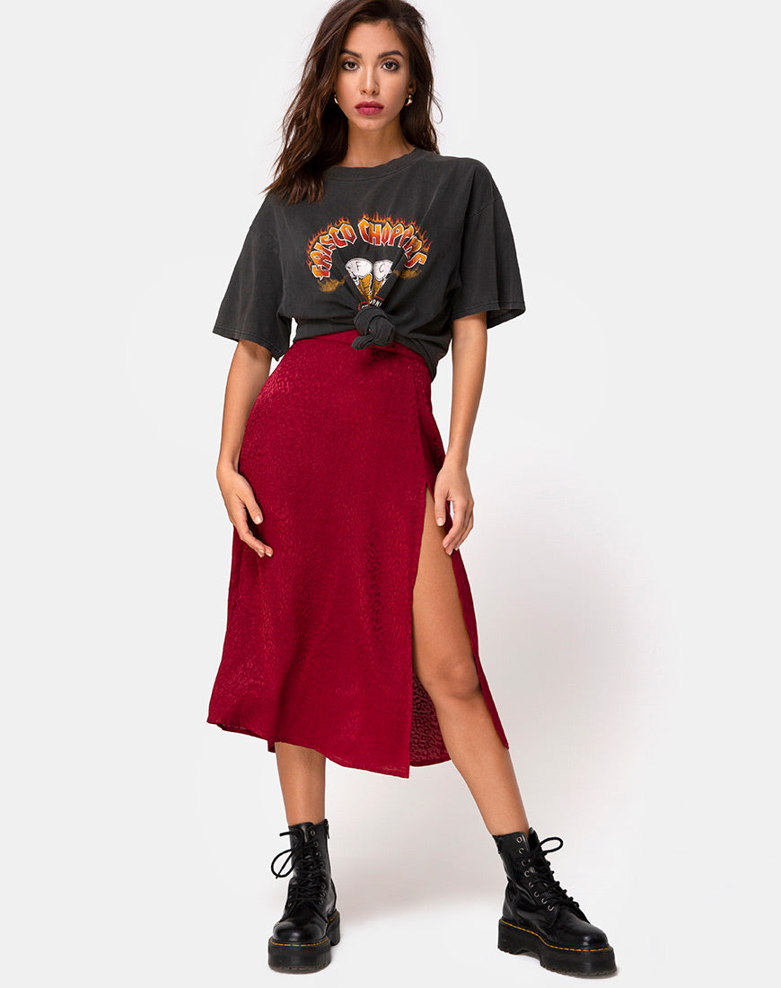 Immagine di Saika Midi Skirt in Satin Cheetah Raspberry