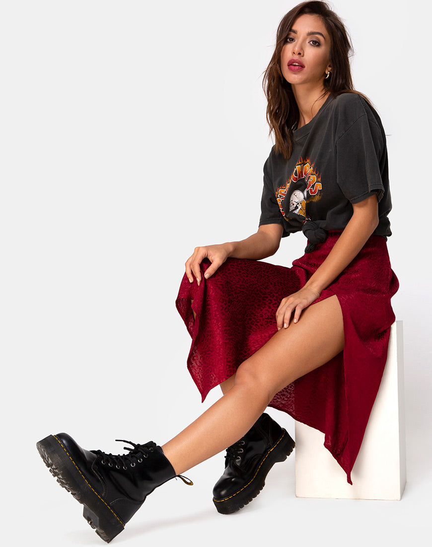 Immagine di Saika Midi Skirt in Satin Cheetah Raspberry