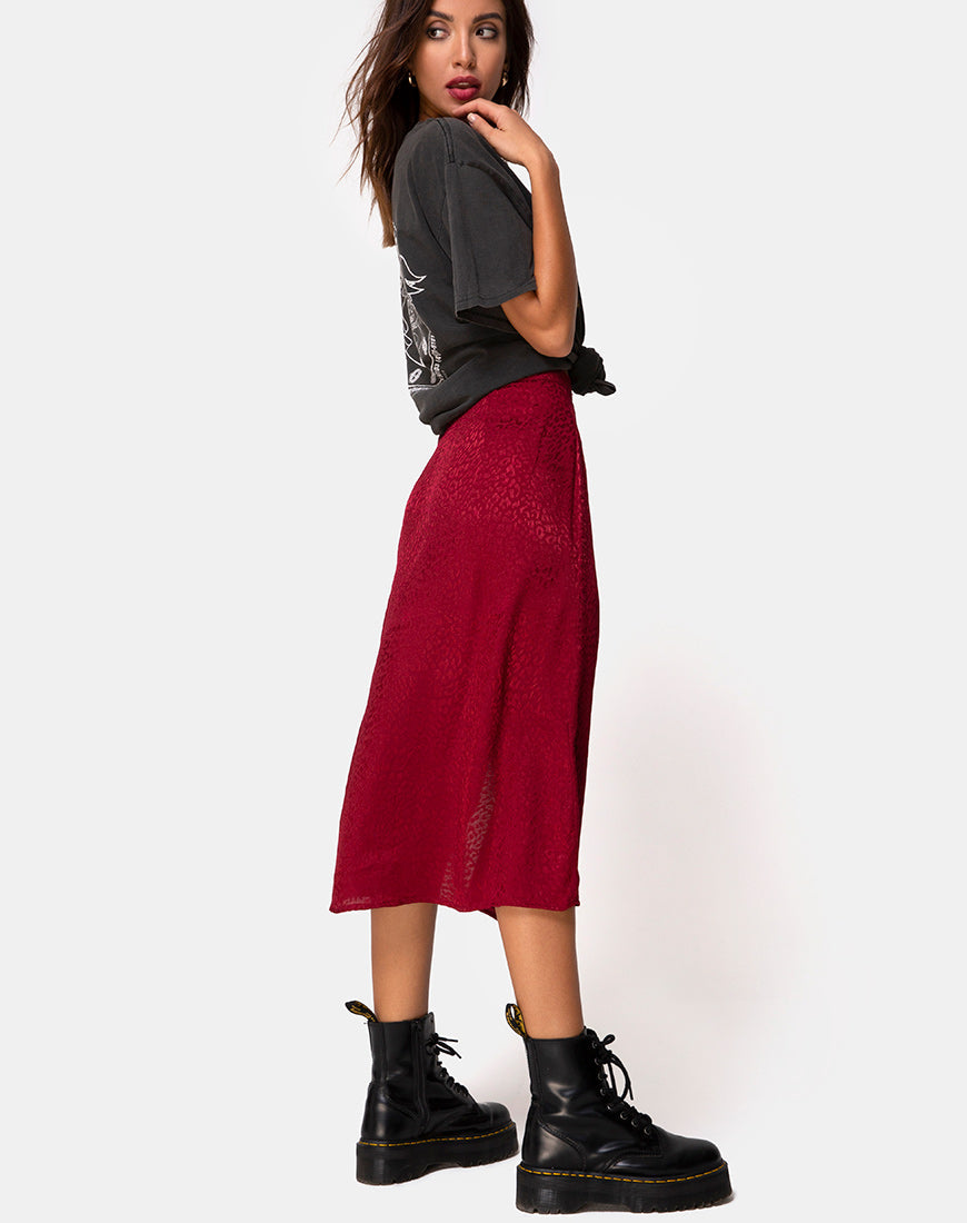 Immagine di Saika Midi Skirt in Satin Cheetah Raspberry