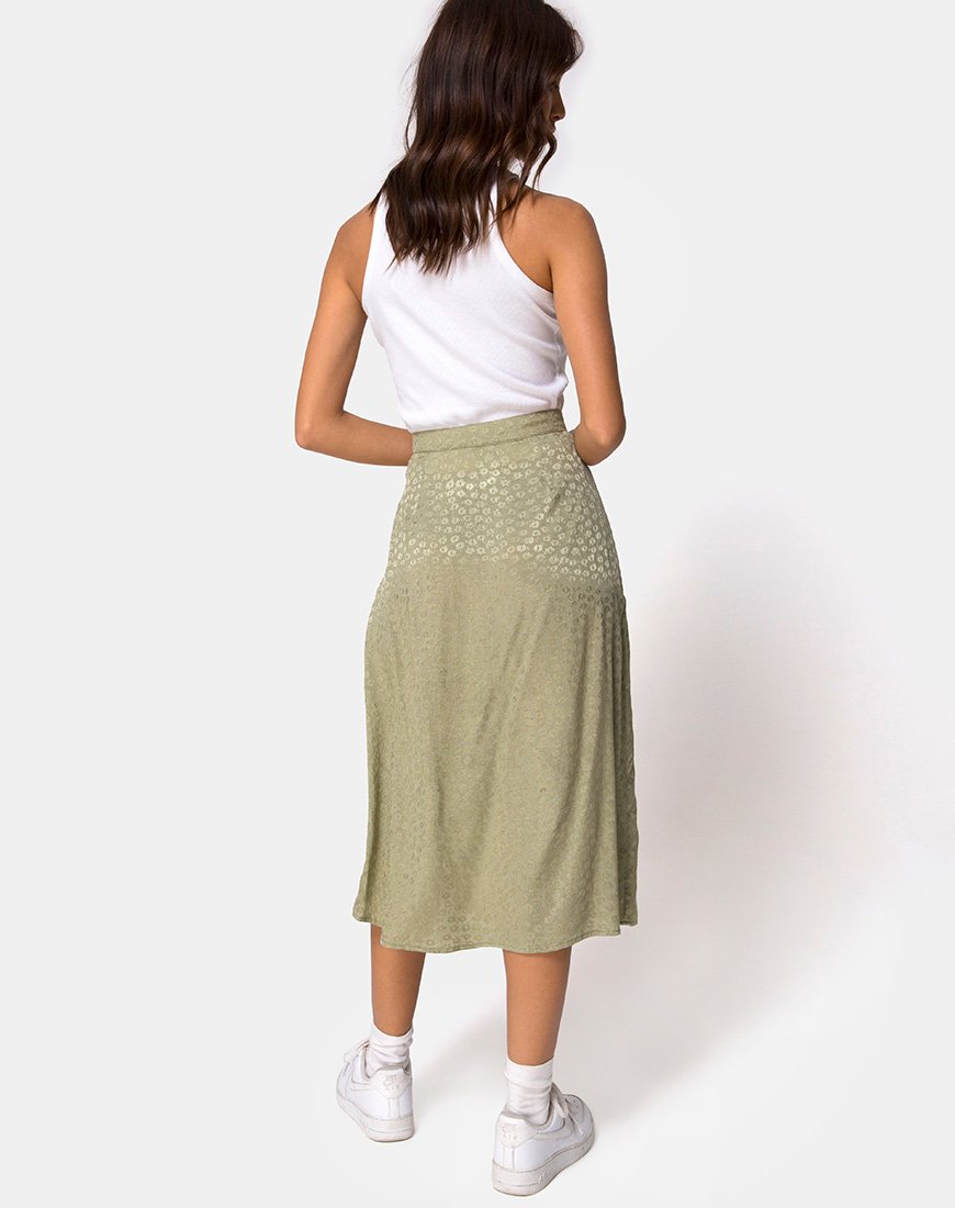 Immagine di Saika Gonna midi in raso Ditsy Rose Sage