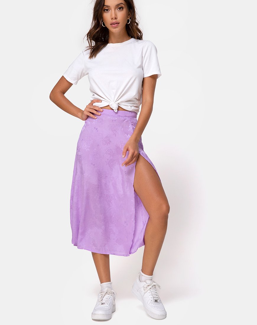 Gonna Saika Midi in raso rosa lilla
