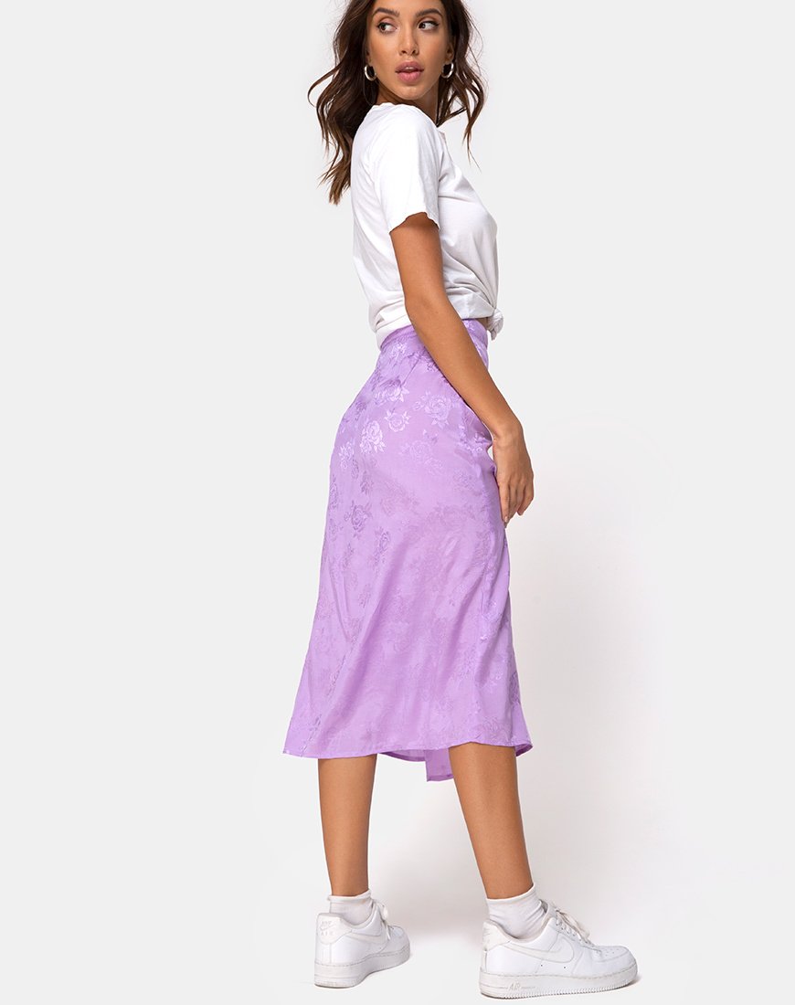 Gonna Saika Midi in raso rosa lilla