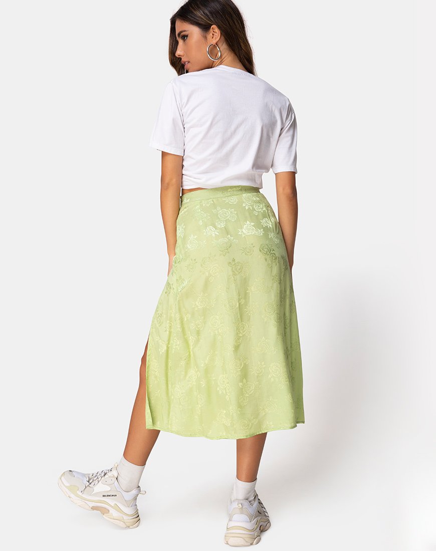 Immagine di Saika Gonna midi in raso rosa lime