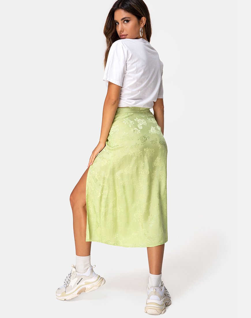 Immagine di Saika Gonna midi in raso rosa lime