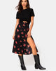 Immagine di Saika Midi Skirt in Soi Rose Nero e Rosso