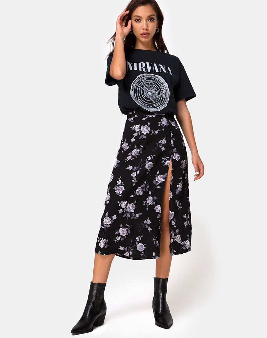 Immagine di Saika Gonna Midi in Bianco Rosa Nero