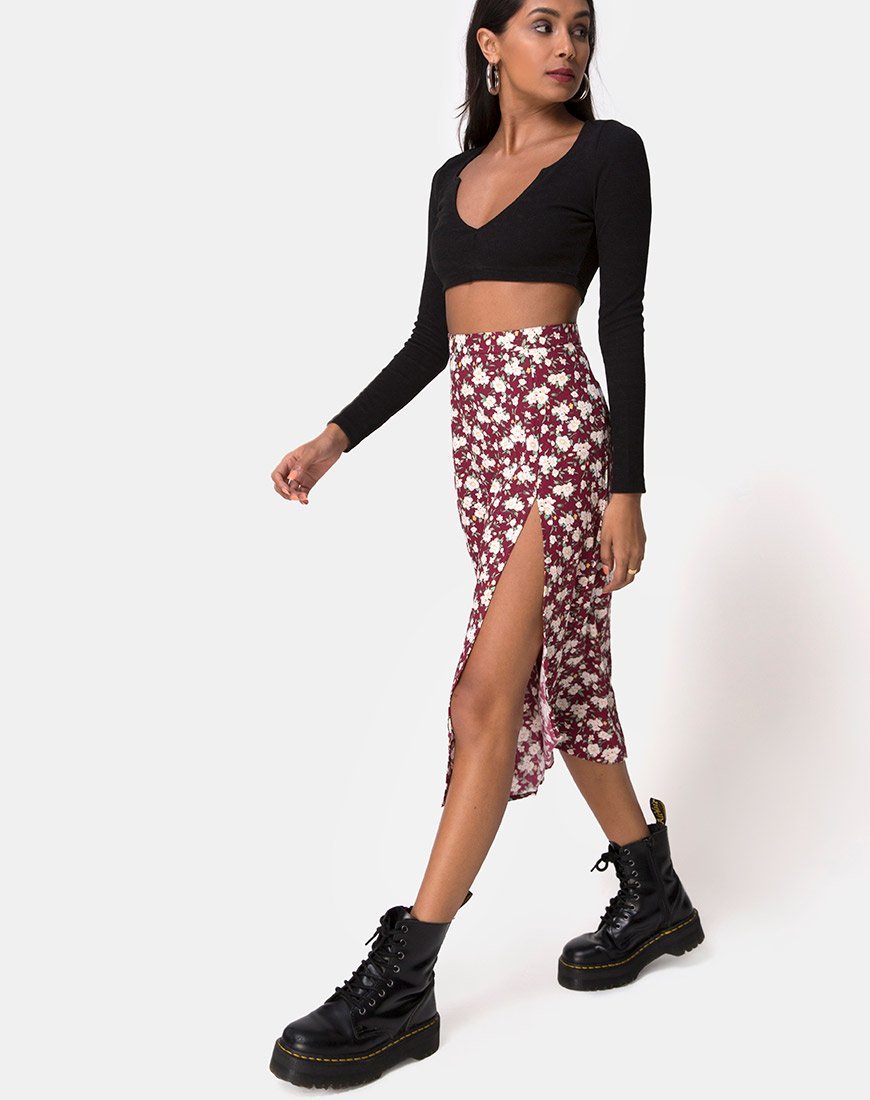 Immagine di Saika Gonna midi in Wild Fleur Maroon