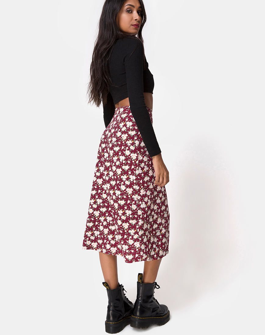 Gonna Saika Midi in Wild Fleur Maroon