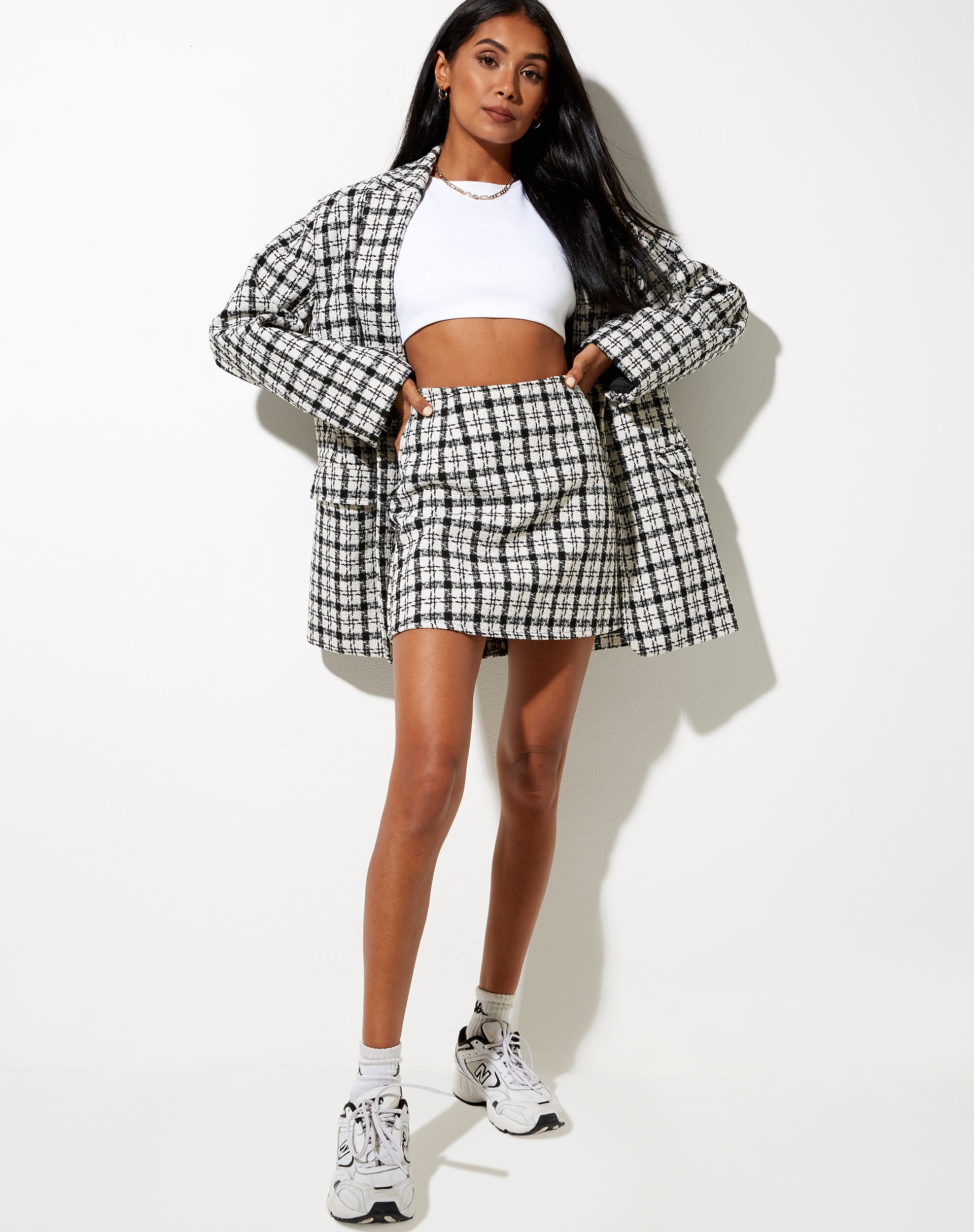Immagine di Saken Blazer in bianco e nero check