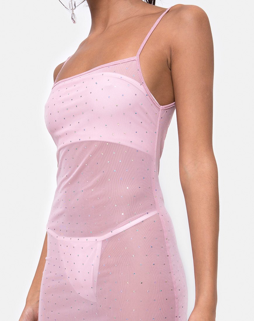 Immagine di Seleh Abito in rete di cristallo rosa