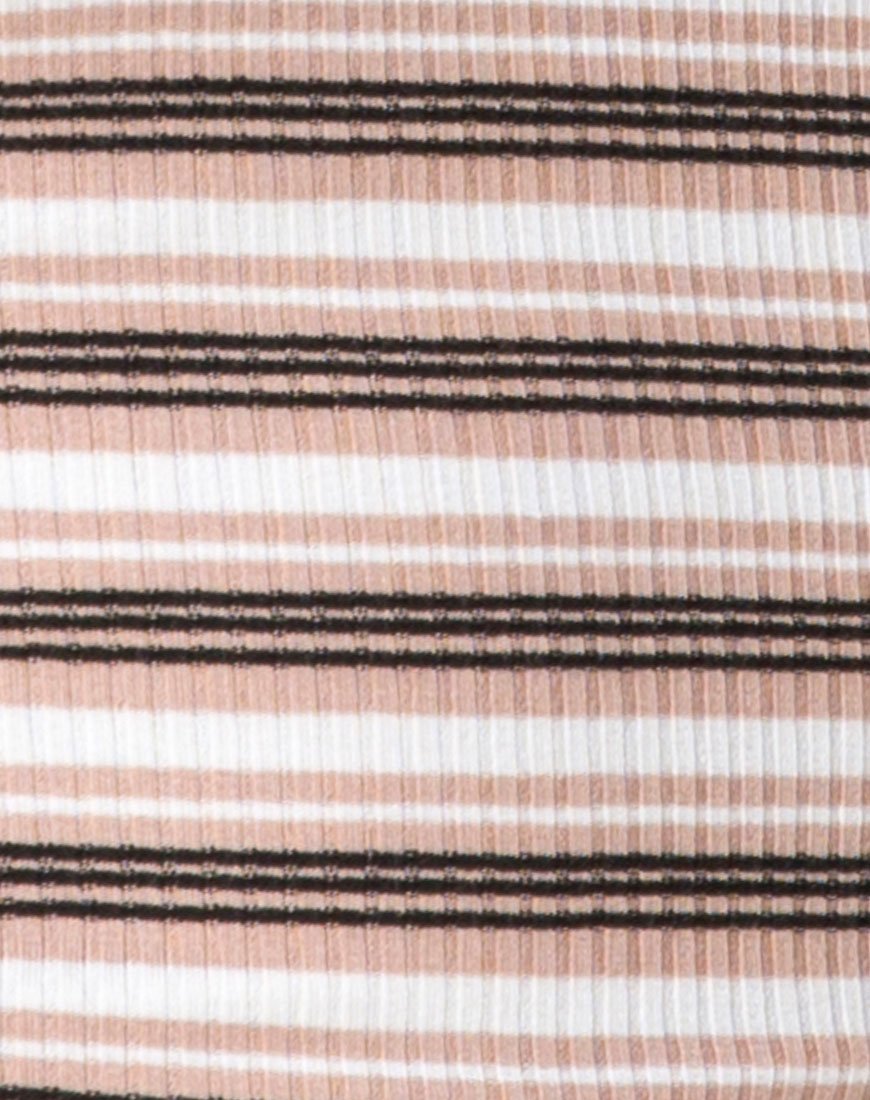 Immagine di Saleh Bodycon Dress in Rib Stripe Cream Nero e Tan