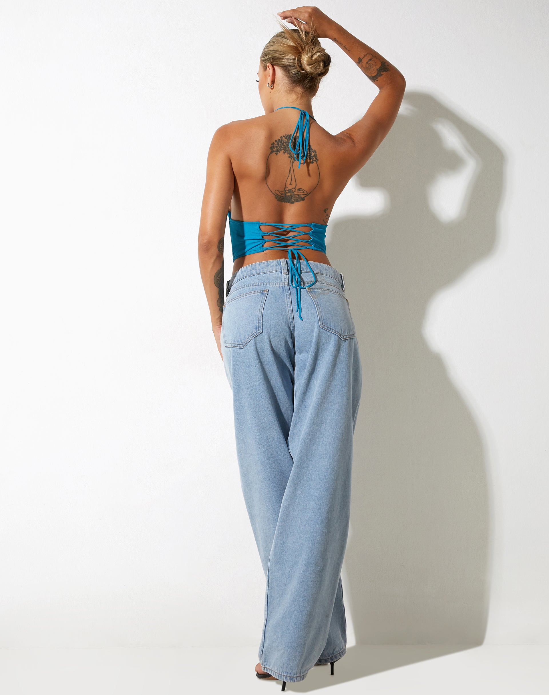 immagine di Salet Crop Top in maglia turchese