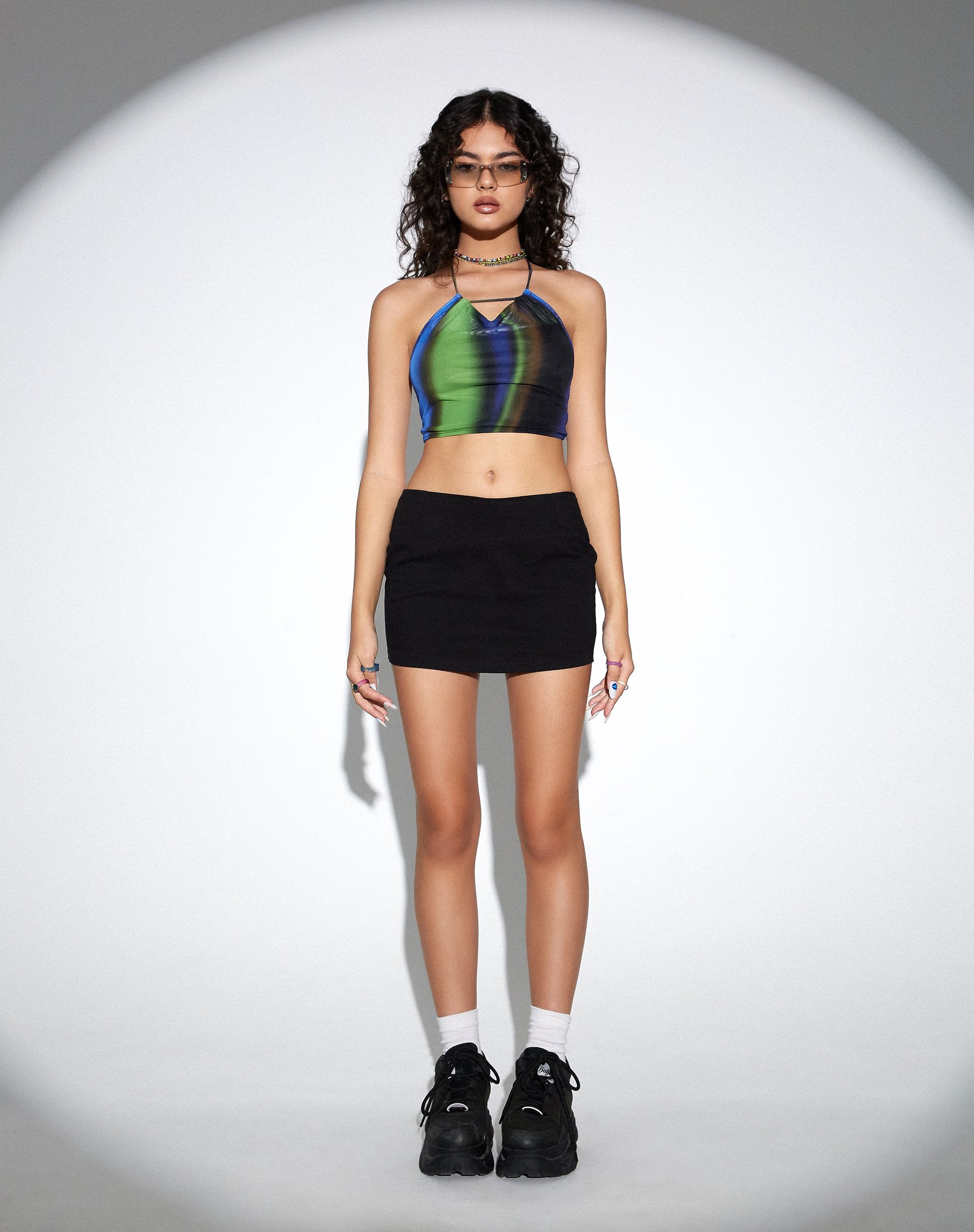 Immagine di MOTEL X OLIVIA NEILL Salet Crop Top in verde e blu solarizzato
