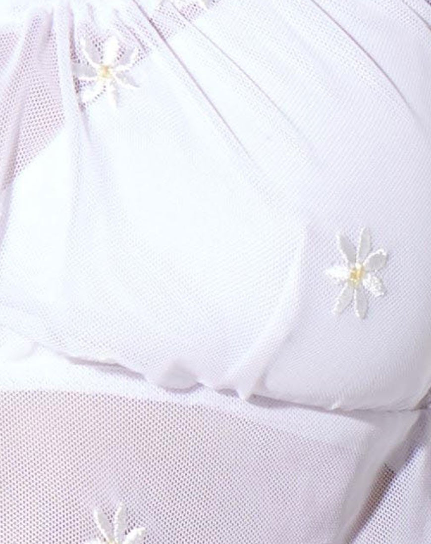 Immagine di Salima Top a maniche lunghe in bianco con ricamo a margherita Bianco