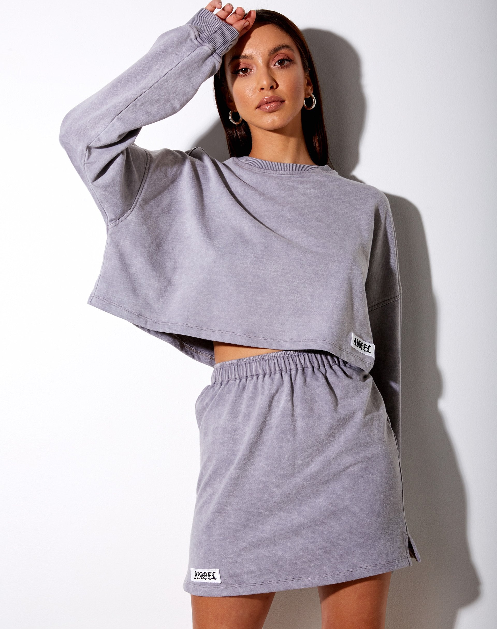 Immagine di Sami Mini Gonna in Grigio Lavaggio "Angel" Embro Label