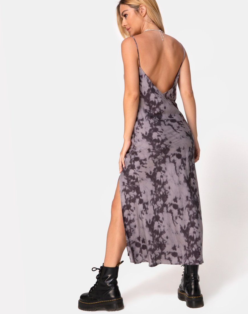 Vestito midi Samia in grigio sbiancato tie dye