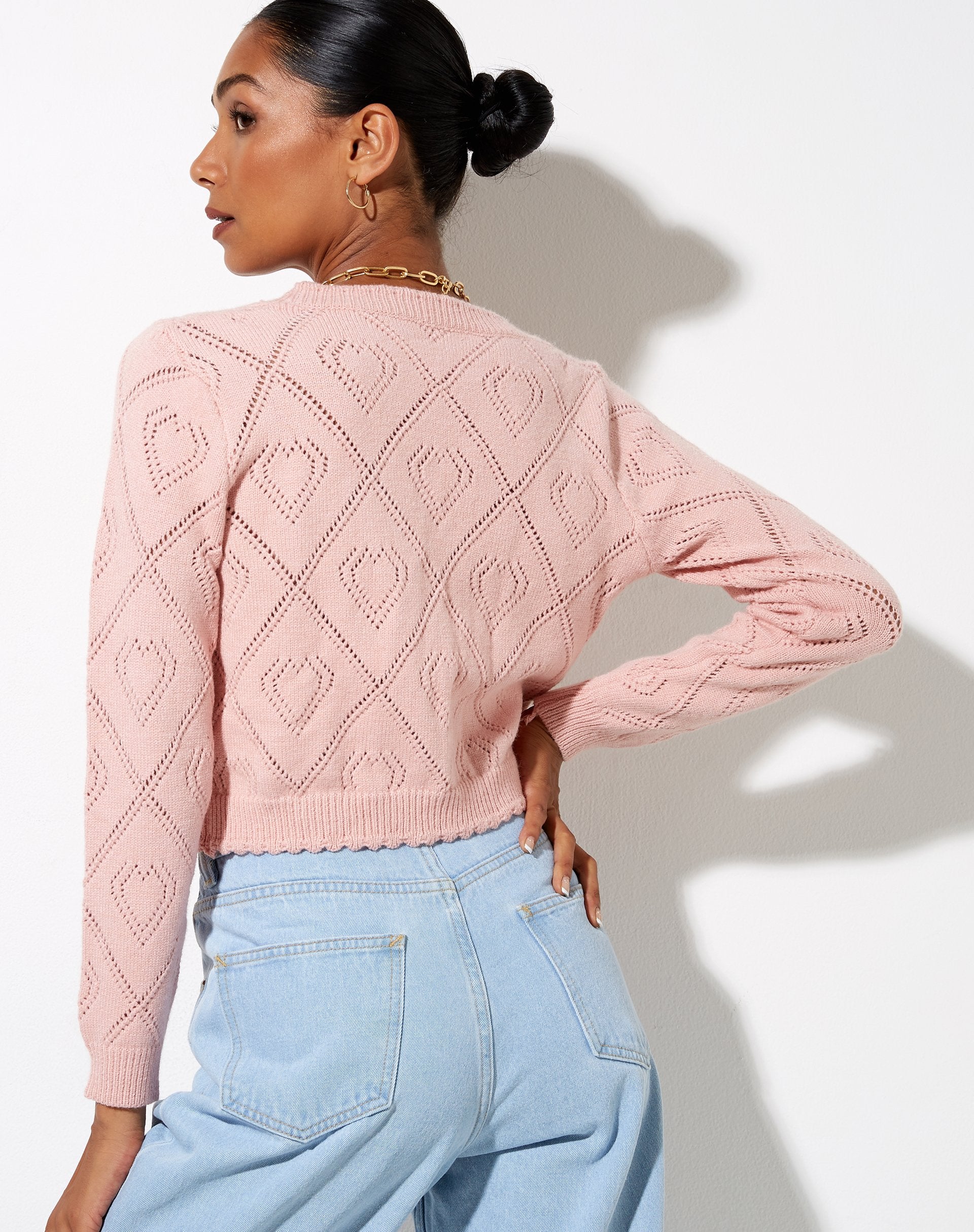 Immagine di Samo Cardigan in diamante e cuore rosa