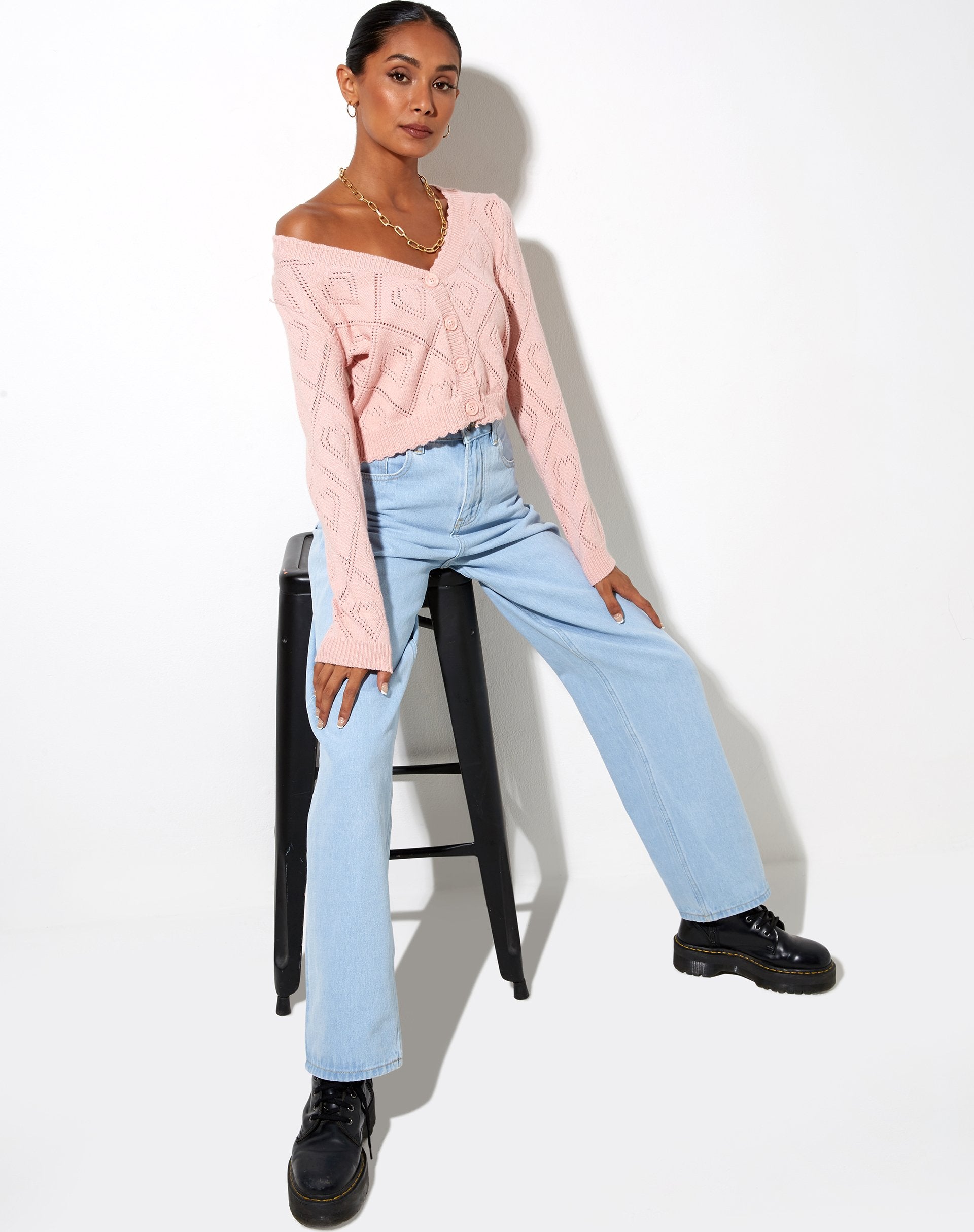 Immagine di Samo Cardigan in diamante e cuore rosa