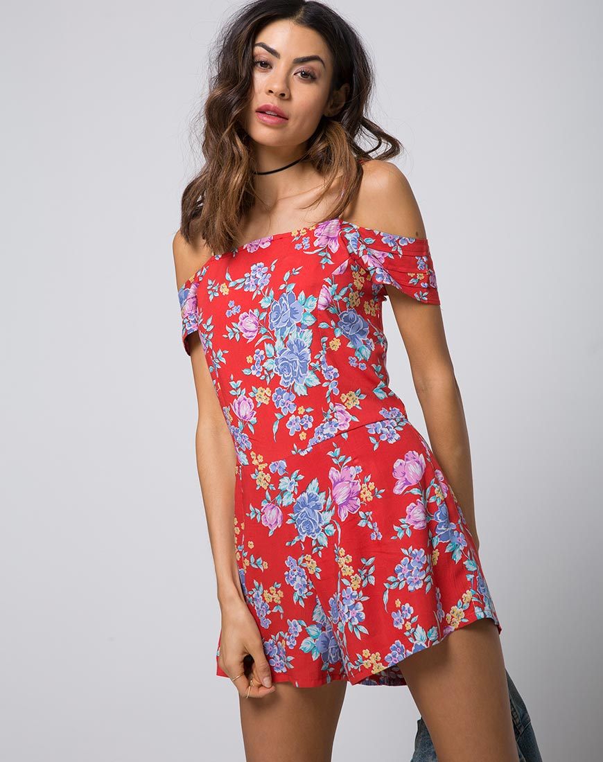 Samitta - Tuta a spalla fredda in Fleur vintage