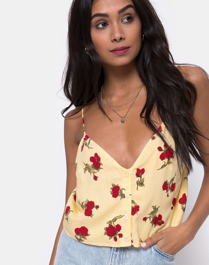 Top Sanami Cami in giallo rosa autunnale