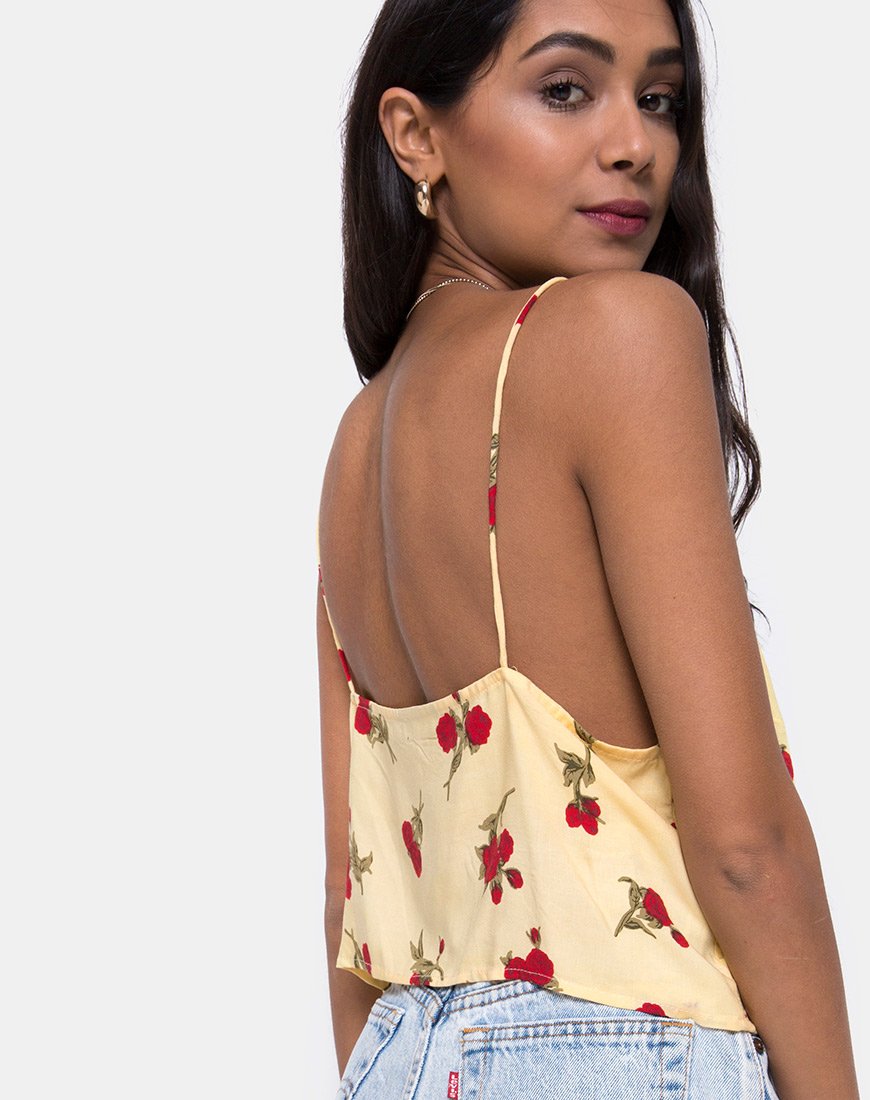 Top Sanami Cami in giallo rosa autunnale