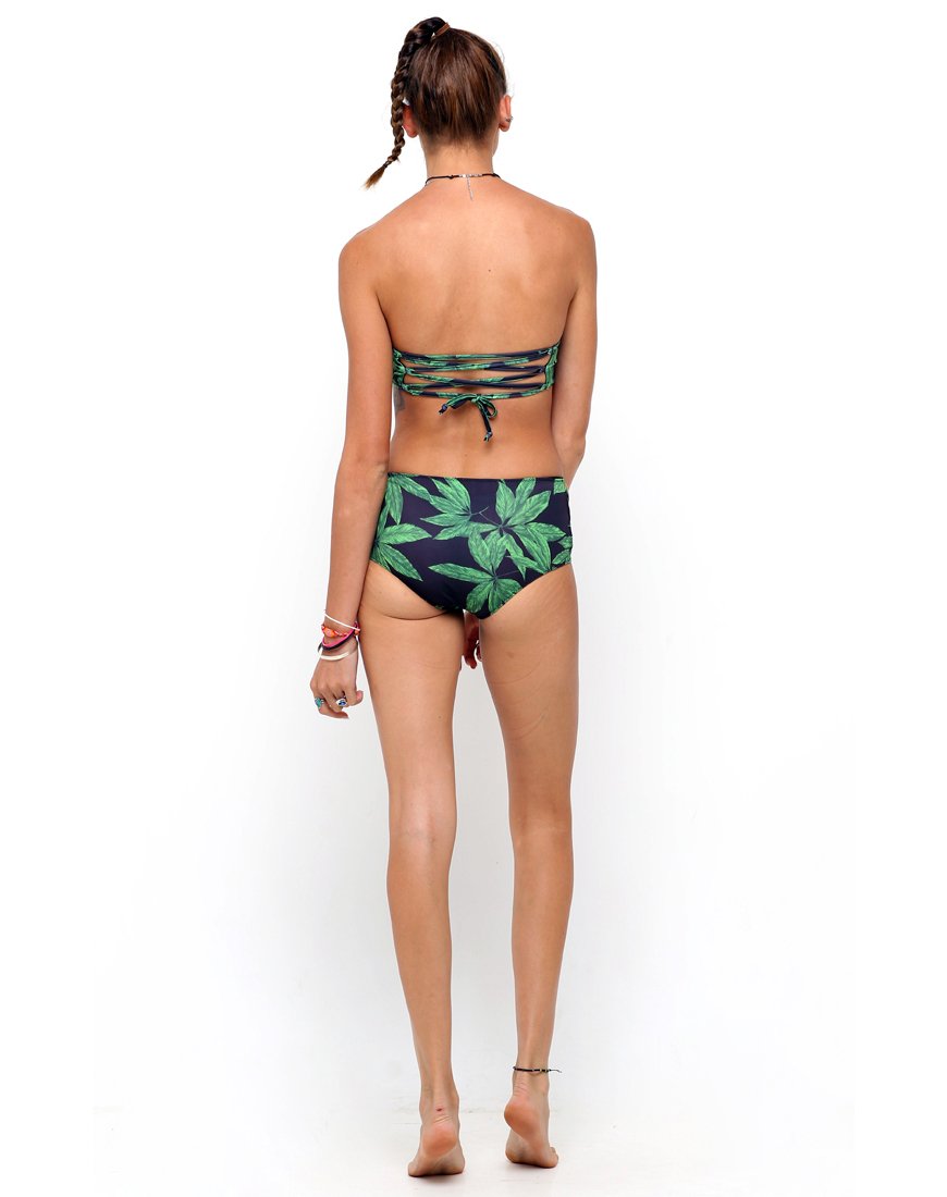 Immagine di Sandrift Bikini Bottom senza spalline in Palm Leaf Green