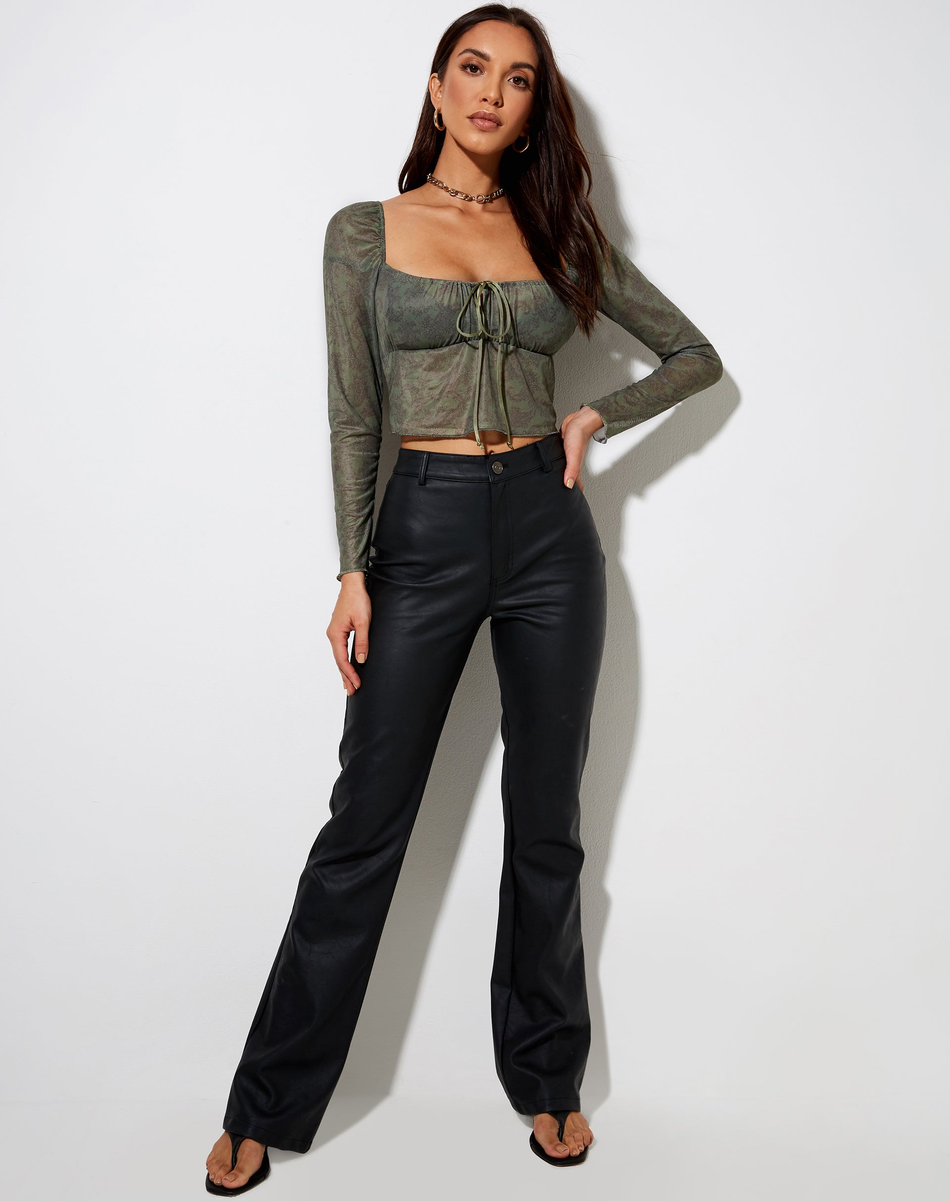 Immagine di Sanila Crop Top in Mono Paisley Verde