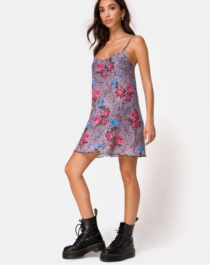 Immagine di Sanita Vestito in rete con stampa di rose della giungla