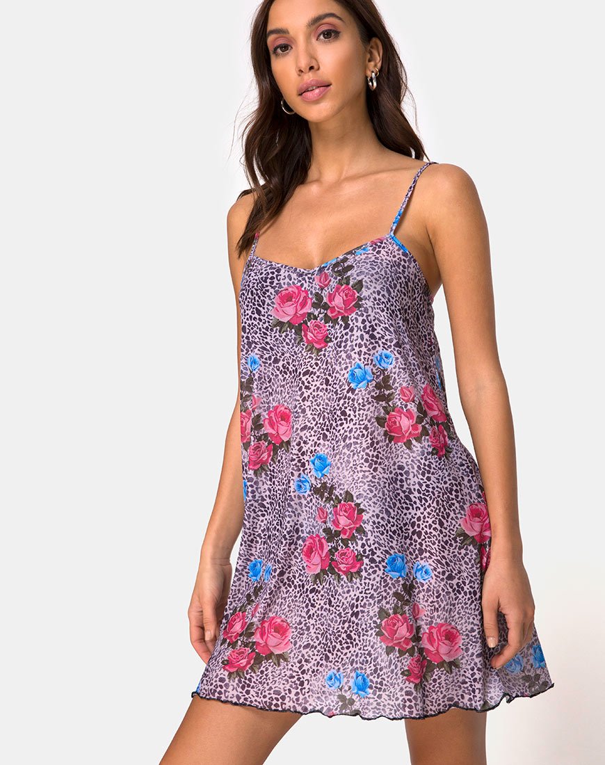 Abito Sanita in rete con stampa Jungle Rose
