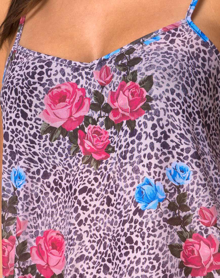 Immagine di Sanita Vestito in rete con stampa di rose della giungla